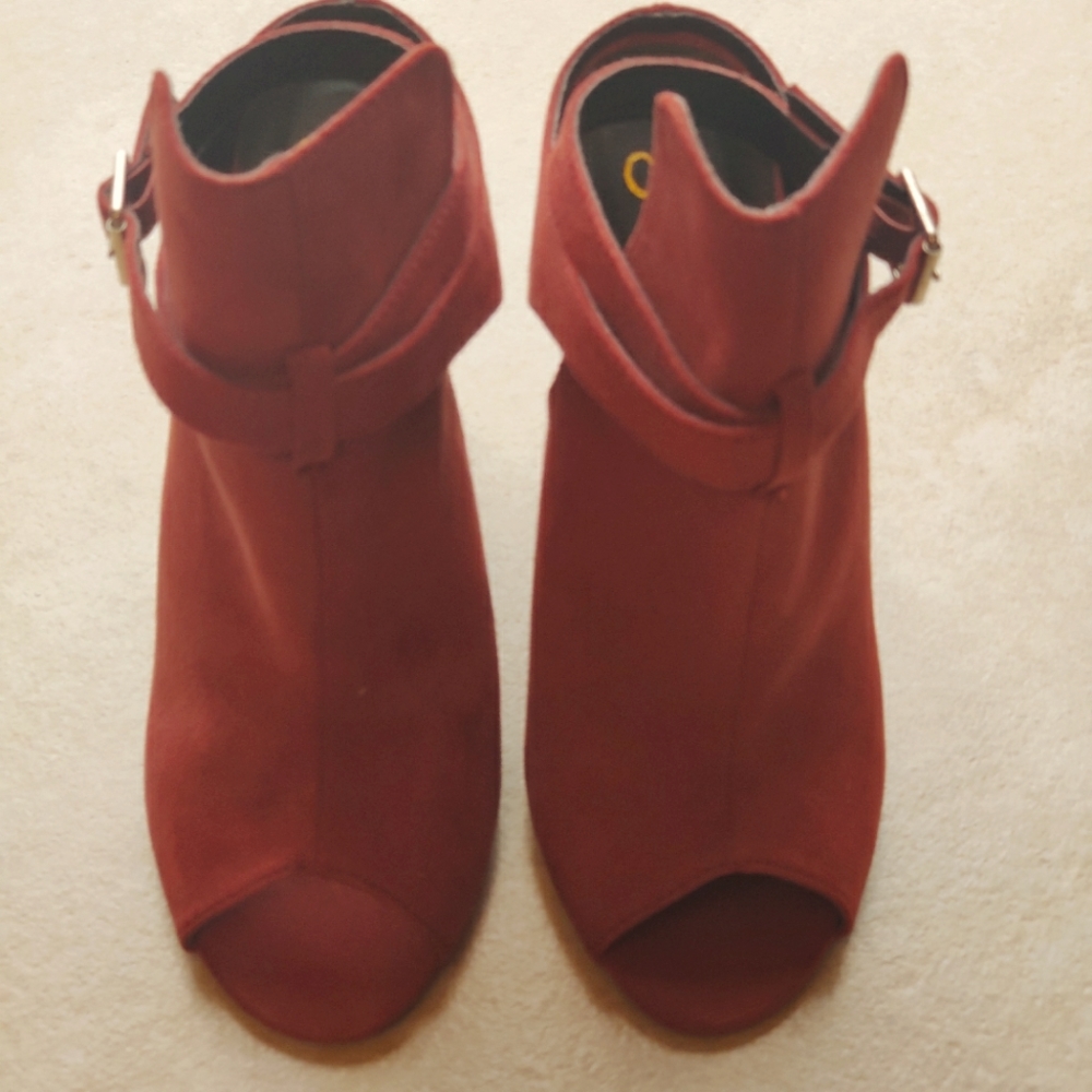 Rust Peep-Toe Booties - Picture 2 of 6